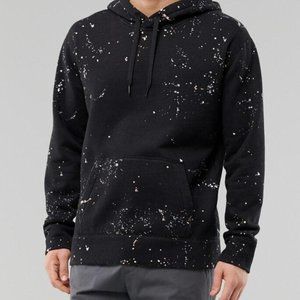 Hollister Men's Size S Fleece Black Splatter Paint Hoodie